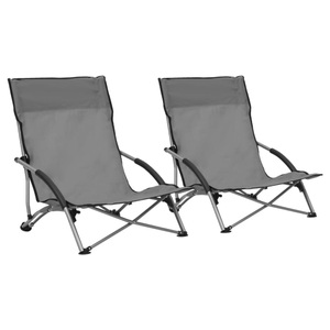 vidaXL, vidaXL Klappbare Strandstühle 2 Stk. Grau Stoff