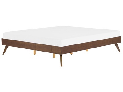 Beliani, Beliani Holzbett dunkles Braun Lattenrost 180 x 200 cm BERRIC, Beliani - Bett mit Lattenrost aus MDF-Platte Retro BERRIC, 180x200 cm, Braun Leder
