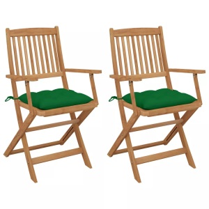 vidaXL, vidaXL Klappbare Gartenstühle 2 Stk. mit Kissen Massivholz Akazie