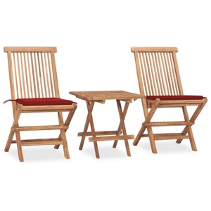 vidaXL, vidaXL 3-tlg. Garten-Essgruppe mit Kissen Klappbar Massivholz Teak, vidaXL 3-tlg. Garten-Essgruppe mit Kissen Klappbar Massivholz Teak