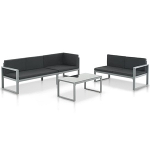 Diverse Hardware, Garten-Sofagarnitur 3-tlg. mit Kissen Aluminium Schwarz