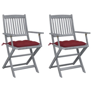 vidaXL, vidaXL Klappbare Gartenstühle 2 Stk. mit Kissen Massivholz Akazie, vidaXL Klappbare Gartenstühle 2 Stk. mit Kissen Massivholz Akazie