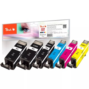 Peach, Peach Spar Pack Plus Tintenpatronen kompatibel zu Canon PGI-520*2, CLI-521, 2934B007, Tinte Spar Pack PI100-247