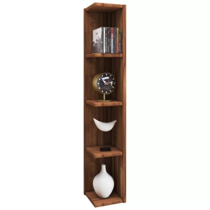 VCM, Holz Eckregal Stand Aufbewahrung Standregal Bücherregal Deko Regal Honsa Holz Eckregal Stand Aufbewahrung Standregal Bücherregal Deko Regal Honsa, VCM - Holzregal stehend | platzsparendes Regal Maße: H. 97 x B. 15 T. 17 cm Elegantes Aufbewahrungsregal Bücherregal Honsa, One Size, Kern-Nussbaum