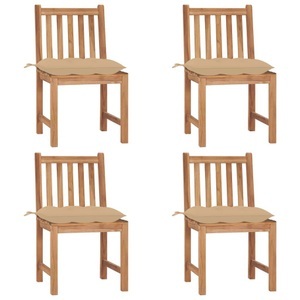 vidaXL, vidaXL Gartenstühle 4 Stk. mit Kissen Massivholz Teak, vidaXL Gartenstühle 4 Stk. mit Kissen Massivholz Teak