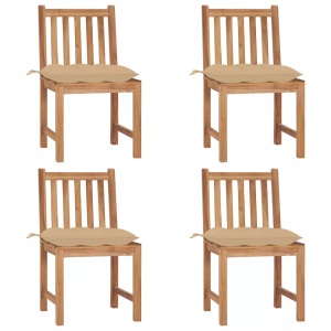 vidaXL, vidaXL Gartenstühle 4 Stk. mit Kissen Massivholz Teak, vidaXL Gartenstühle 4 Stk. mit Kissen Massivholz Teak
