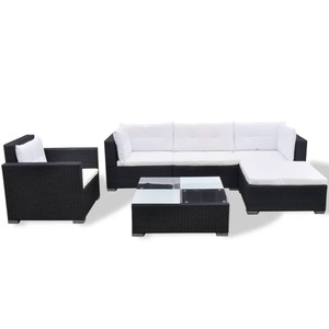 vidaXL, vidaXL 6-tlg. Garten-Lounge-Set mit Kissen Poly Rattan Schwarz