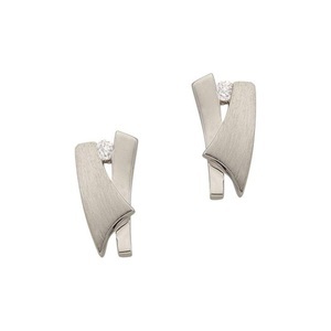 MUAU Schmuck, Ohrstecker Weissgold 750 Diamant 0.03ct. 10x5mm Damen ONE SIZE, MUAU Schmuck - Ohrstecker Weissgold 750 Diamant 0.03ct. 10x5mm, One Size, Weiss