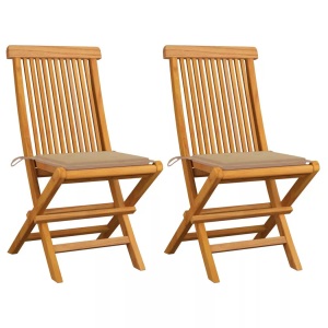 vidaXL, vidaXL Gartenstühle mit Beige Kissen 2 Stk. Massivholz Teak, vidaXL Gartenstühle mit Beige Kissen 2 Stk. Massivholz Teak