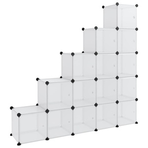 vidaXL, vidaXL Regalsystem mit 15 Würfeln und Türen Transparent PP, vidaXL Regalsystem mit 15 Würfeln und Türen Transparent PP
