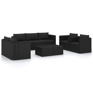 vidaXL, vidaXL 9-tlg. Garten-Lounge-Set mit Kissen Poly Rattan Schwarz
