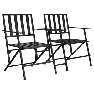 vidaXL, vidaXL 2-Sitzer-Gartenbank Klappbar 137 cm Schwarz Stahl, 