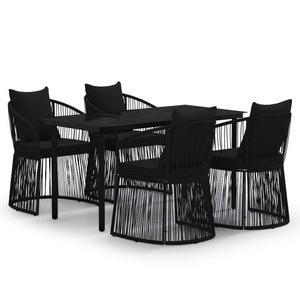 vidaXL, vidaXL 5-tlg. Garten-Essgruppe mit Kissen Schwarz, 