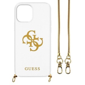 Guess, Guess - iPhone 12 Pro Max Necklace Silikon Soft Touch Hülle Snake Chain + Schlangenkette (GUHCP12LLSC4GWH) - Weiss / Gold, 