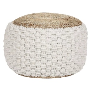 Beliani, Pouf aus Baumwolle Boho AIZA Pouf aus Baumwolle Boho AIZA, Beliani - Pouf aus Baumwolle Boho AIZA, One Size, Schneeweiss