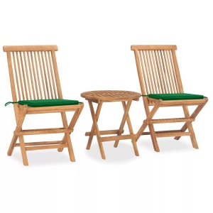 vidaXL, vidaXL 3-tlg. Garten-Essgruppe mit Kissen Klappbar Massivholz Teak, vidaXL 3-tlg. Garten-Essgruppe mit Kissen Klappbar Massivholz Teak