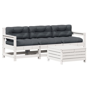 vidaXL, vidaXL 4-tlg. Garten-Lounge-Set mit Kissen Weiß Massivholz Kiefer