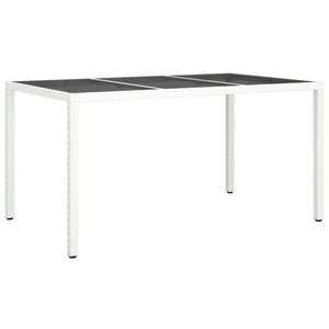 vidaXL, vidaXL Gartentisch 150x90x75 cm Gehärtetes Glas Poly Rattan Weiß