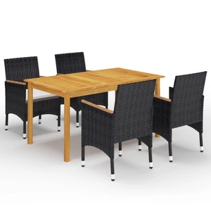 vidaXL, vidaXL 5-tlg. Garten-Essgruppe mit Kissen Schwarz, vidaXL 5-tlg. Garten-Essgruppe mit Kissen Schwarz