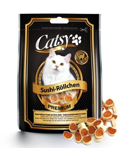 Catsy, Catsy Snack Sushi-Röllchen Huhn+Fisch 50g Katzensnack, Catsy Katzen-Snack Sushi-Röllchen Poulet & Fisch, 50 g