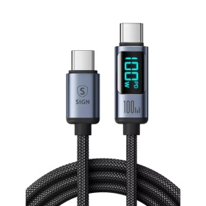 B2X, B2X - USB-C-zu-USB-C-Kabel 100 W mit Display, 1,2 m ? Schwarz, One Size