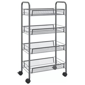 vidaXL, vidaXL Küchenwagen 4 Etagen Grau 46x26x85 cm Eisen, vidaXL Küchenwagen 4 Etagen Grau 46x26x85 cm Eisen