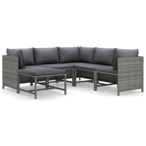 vidaXL, vidaXL 6-tlg. Garten-Lounge-Set mit Kissen Poly Rattan Grau