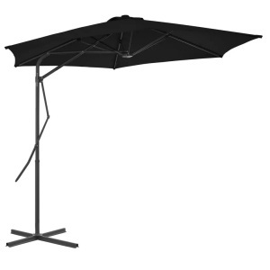 vidaXL, vidaXL Sonnenschirm mit Stahlmast Schwarz 300x230 cm, vidaXL Sonnenschirm mit Stahl-Mast 300x230 cm Schwarz