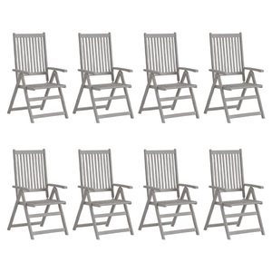 vidaXL, vidaXL Verstellbare Gartenstühle 8 Stk. Grau Massivholz Akazie, 