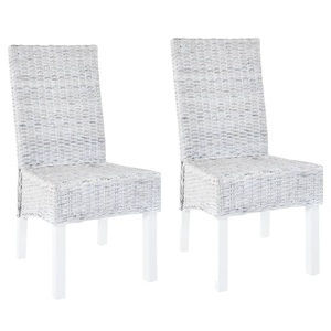 vidaXL, vidaXL Esszimmerstühle 2 Stk. Grau Kubu Rattan und Mangoholz, 