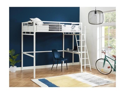 Vente-unique, Hochbett mit Schreibtisch CASUAL II - 140 x 190 cm - Weiß Hochbett mit Schreibtisch CASUAL II - 140 x 190 cm - Weiß, 