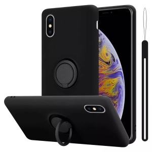Cadorabo, Hülle für Apple iPhone XS MAX TPU Silikon mit Ring Liquid, Cadorabo - Hülle für Apple iPhone XS MAX TPU Silikon mit Ring Liquid, Schwarz