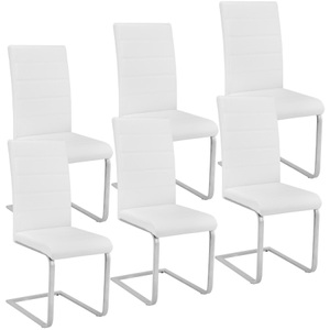 TecTake, 6 Esszimmerstühle Schwingstühle - weiss, Tectake - Esszimmerstühle Schwingstühle, 6 Stück, Weiss