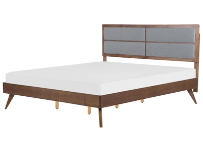 Beliani, Beliani Holzbett dunkles Braun Lattenrost 180 x 200 cm POISSY, Beliani - Bett mit Lattenrost aus MDF-Platte Retro POISSY, 180x200 cm, Taubengrau