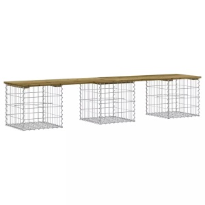 vidaXL, vidaXL Gartenbank aus Gabionen 203x44x42 cm Kiefernholz Imprägniert