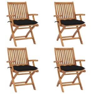 vidaXL, vidaXL Klappbare Gartenstühle mit Kissen 4 Stk. Massivholz Teak