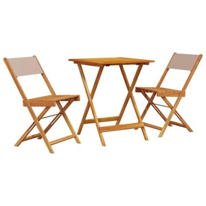 vidaXL, vidaXL 3-tlg. Bistro-Set Taupe Stoff und Massivholz