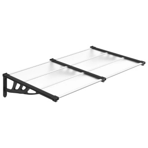 vidaXL, vidaXL Türvordach Schwarz und Transparent 152,5x90 cm Polycarbonat, vidaXL Türvordach Schwarz und Transparent 152,5x90 cm Polycarbonat