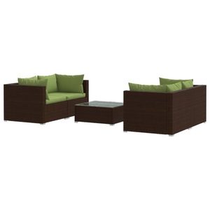 vidaXL, vidaXL 5-tlg. Garten-Lounge-Set mit Kissen Poly Rattan Braun