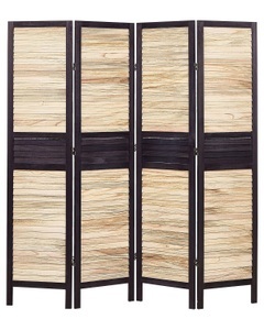 Beliani, Dekoration Aus Paulownia-holz Klassisch Brennerbad Unisex Braun Leder ONE SIZE, Beliani - Raumteiler 4-teilig aus Paulownia-Holz Klassisch BRENNERBAD, One Size, Erdbraun