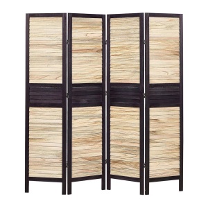 Beliani, Dekoration Aus Paulownia-holz Klassisch Brennerbad Unisex Braun Leder ONE SIZE, Beliani - Raumteiler 4-teilig aus Paulownia-Holz Klassisch BRENNERBAD, One Size, Erdbraun