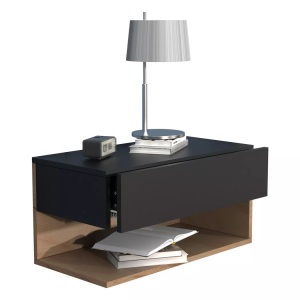 VCM, Holz Wandschublade Nachtschrank Wandboard Schublade Konsole Nachttisch Usal XL 60 cm Holz Wandschublade Nachtschrank Wandboard Schublade Konsole Nachttisch Usal XL 60 cm, VCM - Nachtschrank | Wandschublade Wandboard Nachttisch |Maße ca. H. 30 x B. 60 T. 32 cm Usal XL cm, Mediumgrau