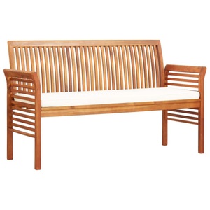 Diverse Hardware, 3-Sitzer Gartenbank mit Kissen 150 cm Massivholz Akazie