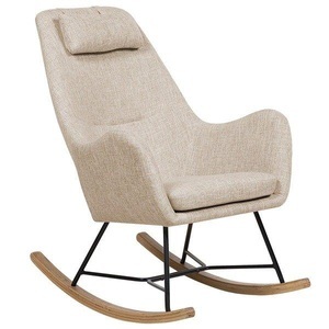 Beliani, Beliani Schaukelsessel Polsterbezug hellbeige ARRIE, Beliani - Schaukelsessel aus Polyester Retro ARRIE, One Size, Baumnuss