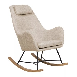 Beliani, Beliani Schaukelsessel Polsterbezug hellbeige ARRIE, Beliani - Schaukelsessel aus Polyester Retro ARRIE, One Size, Baumnuss