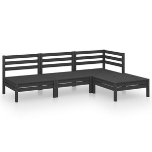 vidaXL, vidaXL 4-tlg. Garten-Lounge-Set Massivholz Kiefer Schwarz, vidaXL 4-tlg. Garten-Lounge-Set Massivholz Kiefer Schwarz