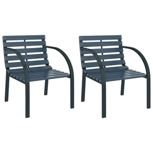 vidaXL, vidaXL Gartenstühle 2 Stk. Grau Holz, vidaXL Gartenstühle 2 Stk. Grau Holz