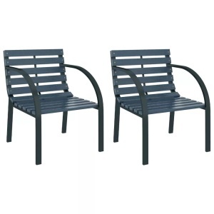 vidaXL, vidaXL Gartenstühle 2 Stk. Grau Holz, vidaXL Gartenstühle 2 Stk. Grau Holz
