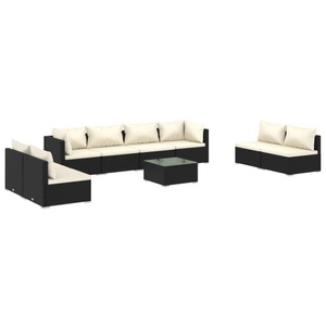 vidaXL, vidaXL 9-tlg. Garten-Lounge-Set mit Kissen Poly Rattan Schwarz, 