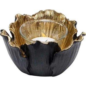 Kare Design, Teelichthalter Flower Bloom schwarz gold rund 10, KARE Design - Teelichthalter Flower Bloom gold rund 10, One Size, Gold